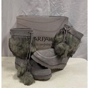 NEW with Tag Bearpaw Arden Gray Fox Suede Winter Boots Women's Size 9